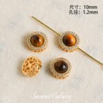 18k micro-inlaid zircon aquamaric red four-way beads handmade beaded diy material bracelet necklace jewelry accessories - Image 6