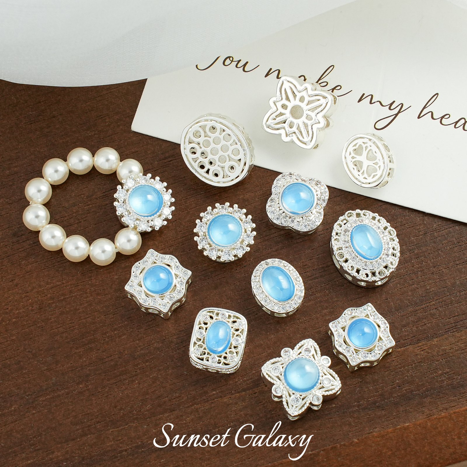 O1CN01xwZLn51XU9tyNORIW_2217832672926-0-cib-1 Copper Plated Color Preservation Super Fairy silver Aquamarines Beaded Handmade Beaded DIY Material Bracelet Necklace Accessories - Image 1