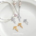 [Bow Pendant] Color-preserving gold-plated high color-preserving zirconium diy handmade beaded bracelet necklace beaded material