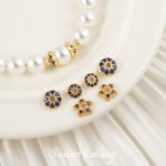 Copper Plated Real Gold Diamond Zircon Flower Bead Shoult Bead Shoult Accessories Handmade DIY Bracelet Necklace Beaded Material