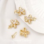 Color-preserving 18K gold-plated flower inlaid with zirconium water drop pin buckle connection buckle diy jewelry beaded bracelet necklace accessories - Image 5