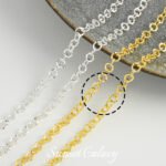 Long-standing gold sunflower 14k18 gold embosed flower chain O-shaped flat chain handmade diy beaded material accessories - Image 22