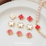 Electroplated Real Gold Four-leaf Clover Finishing Suction Buckle Magnet Buckle Head Handmade diy Beaded Bracelet Necklace Jewelry Accessories