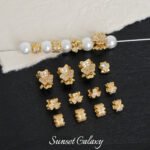 High Color Retention 18K Gold Plated Zircon Clover Spacer Beads Handmade DIY Beaded Bracelet Necklace Jewelry Accessories Material - Image 2