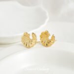 Gold Plated Color Lotus Leaf Ear Needle Handmade DIY Bracelet Necklace Earrings Beaded Beaded Jewelry Accessories Material - Image 4