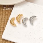 18K gold-plated color-preserving croissant earrings earrings diy accessories material ear pins pearl earrings beaded accessories