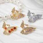 Copper Plated Real Gold Zirconium Butterfly Angel Wings Beads Beads Handmade DIY Bracelet Necklace Beaded Accessories Material