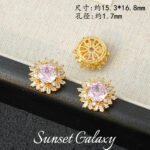 18K Sunflower Zircon Rose Cut Full Zircon Accessories Handmade DIY Beaded Bracelet Necklace Jewelry Accessories Material - Image 7