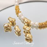 American 18K Pack Gold Pea-Shaped Bead Pendant Beaded Handmade DIY Beaded Bracelet Necklace Accessories - Image 3