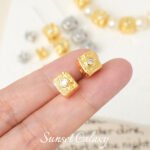 18k color retention zircon irregular square stone beads handmade diy beaded bracelet necklace jewelry accessories material - Image 2