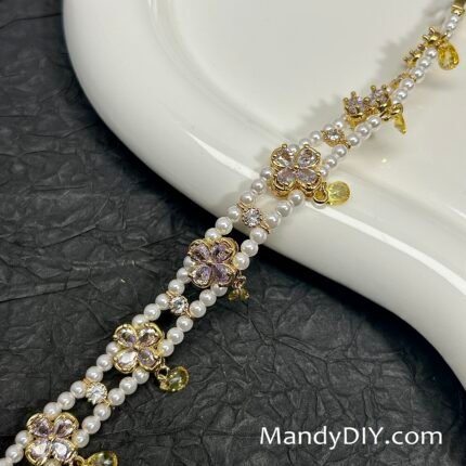 Kit 643 | DIY Bracelet Kit with 5A Zircon Beads | All-Inclusive Beginner Jewelry Making Gift for Women | Video Guide Included | Finished Product